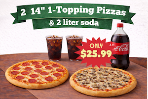 2 14" 1 topping & 2 Liter Deal